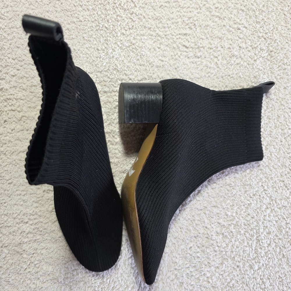 Everlane Black Knit glove Boots Block Heel Stretch Pointed Toe Women's 8.5 - Picture 2 of 7